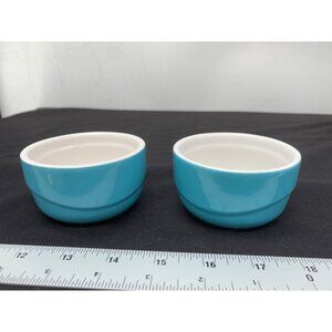 2 Pyrex Blue White Stacking Ramakins China